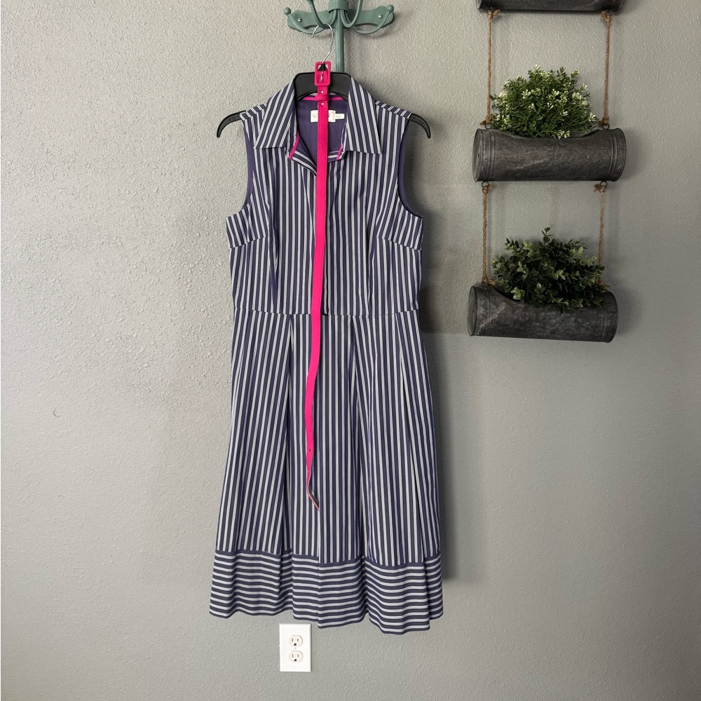 Eliza J Purple Striped Dress with Pink Accents size 8